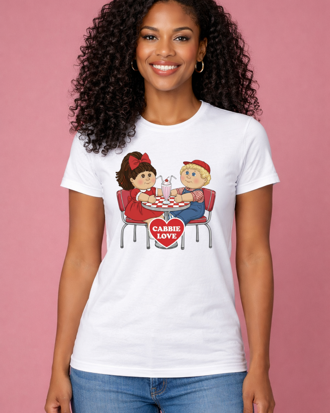 Retro Diner Love Graphic T-Shirt – Nostalgic Couple Valentine Tee (Gildan 6400)