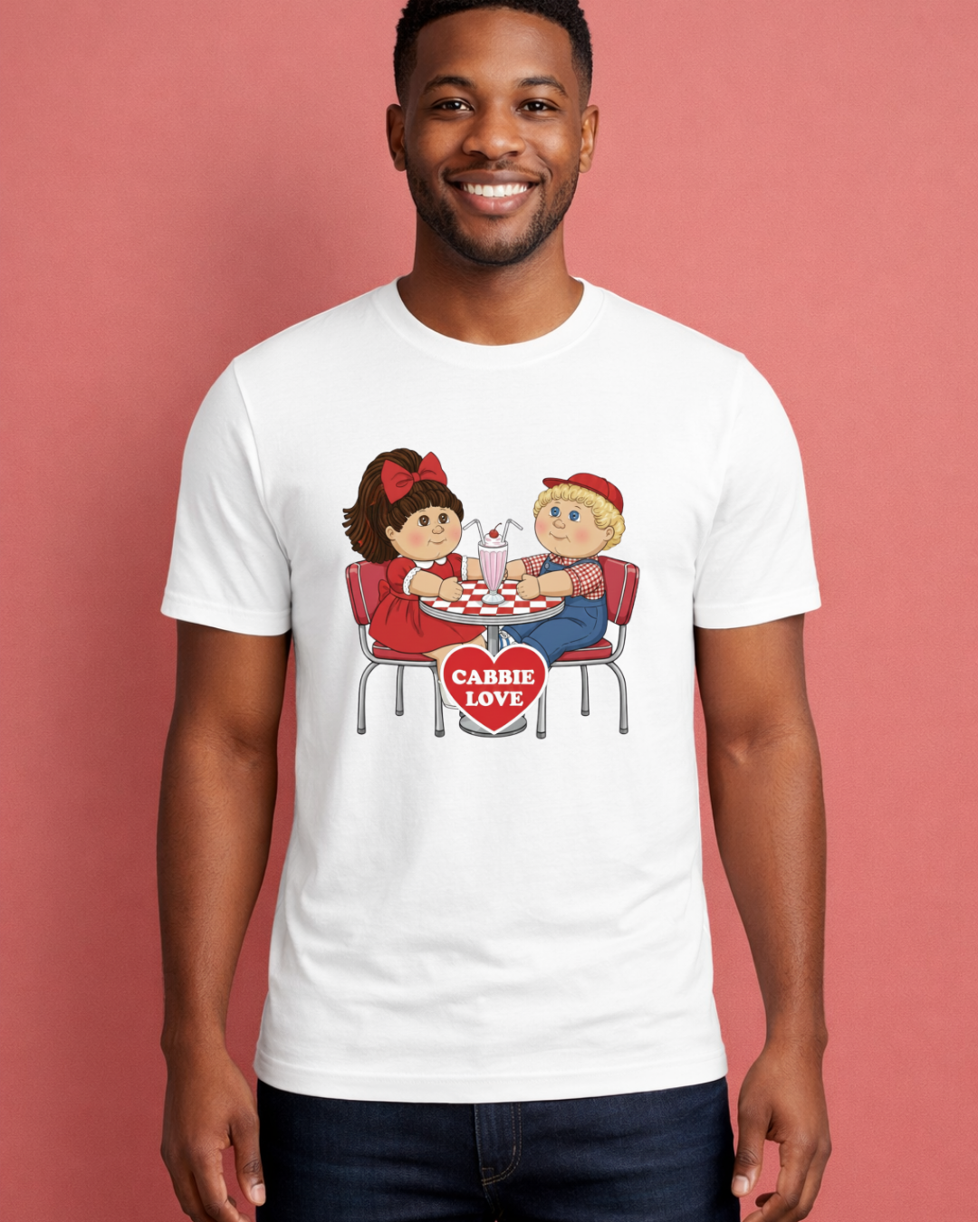 Retro Diner Love Graphic T-Shirt – Nostalgic Couple Valentine Tee (Gildan 6400)
