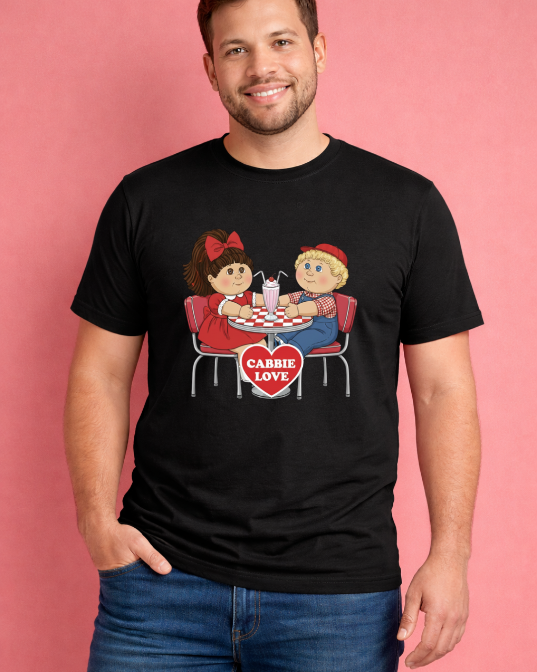 Retro Diner Love Graphic T-Shirt – Nostalgic Couple Valentine Tee (Gildan 6400)