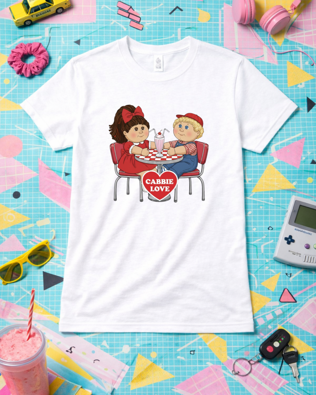 Retro Diner Love Graphic T-Shirt – Nostalgic Couple Valentine Tee (Gildan 6400)