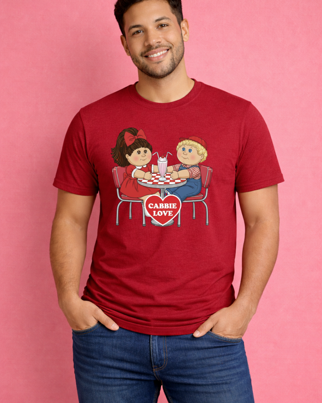 Retro Diner Love Graphic T-Shirt – Nostalgic Couple Valentine Tee (Gildan 6400)