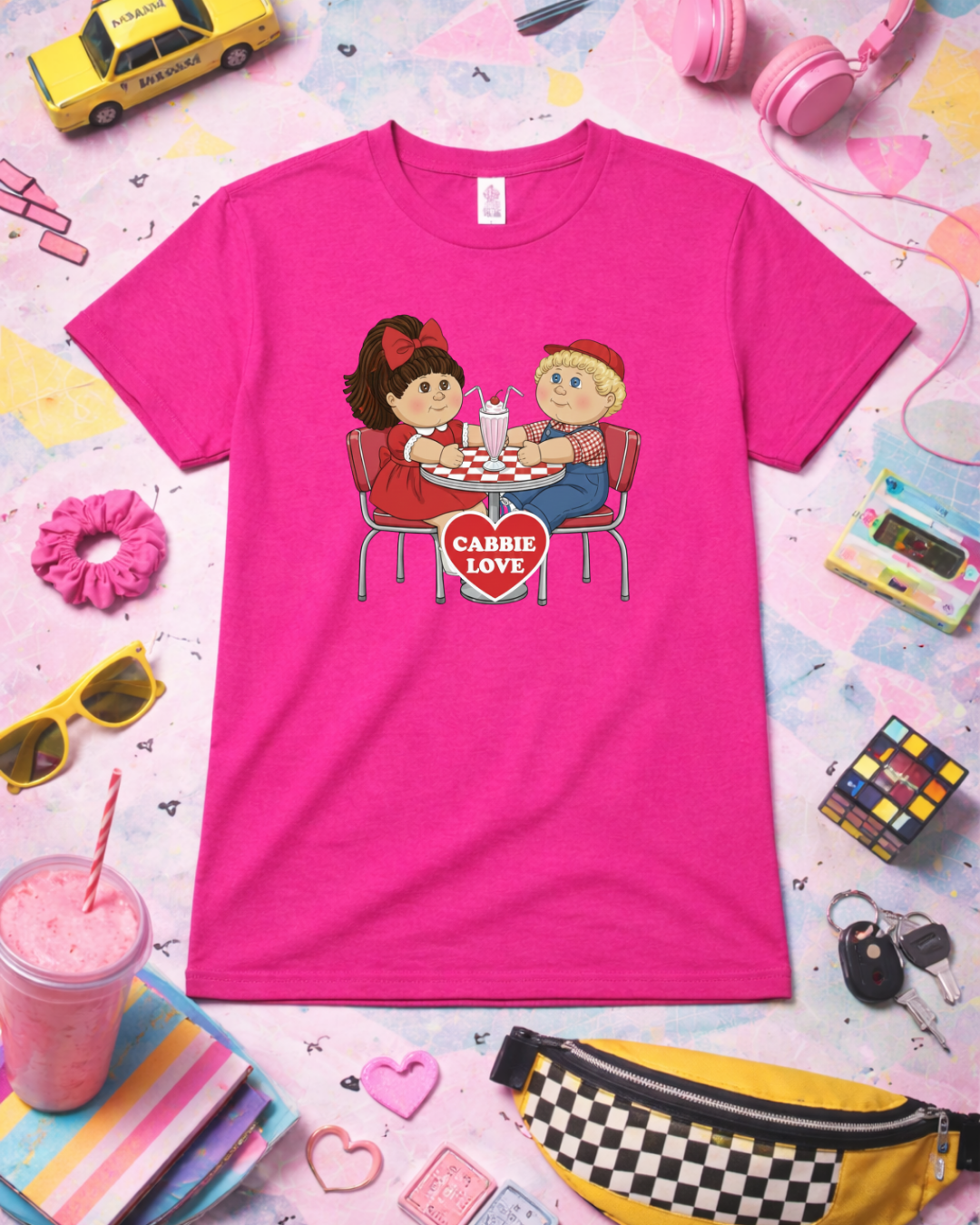 Retro Diner Love Graphic T-Shirt – Nostalgic Couple Valentine Tee (Gildan 6400)