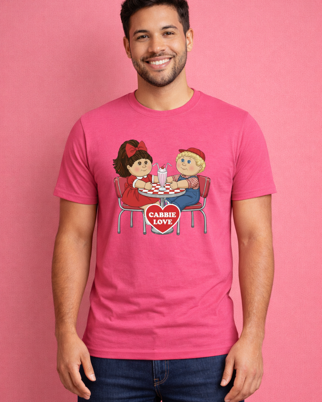 Retro Diner Love Graphic T-Shirt – Nostalgic Couple Valentine Tee (Gildan 6400)