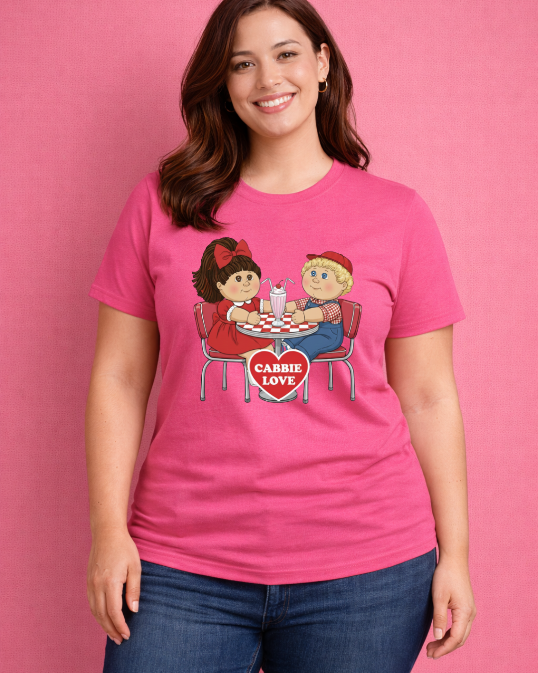 Retro Diner Love Graphic T-Shirt – Nostalgic Couple Valentine Tee (Gildan 6400)
