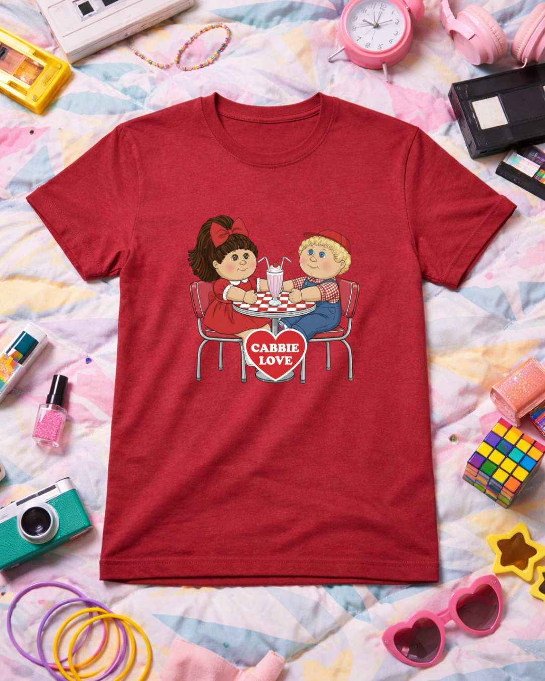 Retro Diner Love Graphic T-Shirt – Nostalgic Couple Valentine Tee (Gildan 6400)