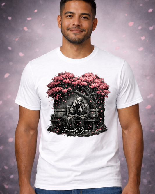 Eternally Yours Gothic Romance T-Shirt | Dark Love Skeleton Design | Unisex Softstyle Tee