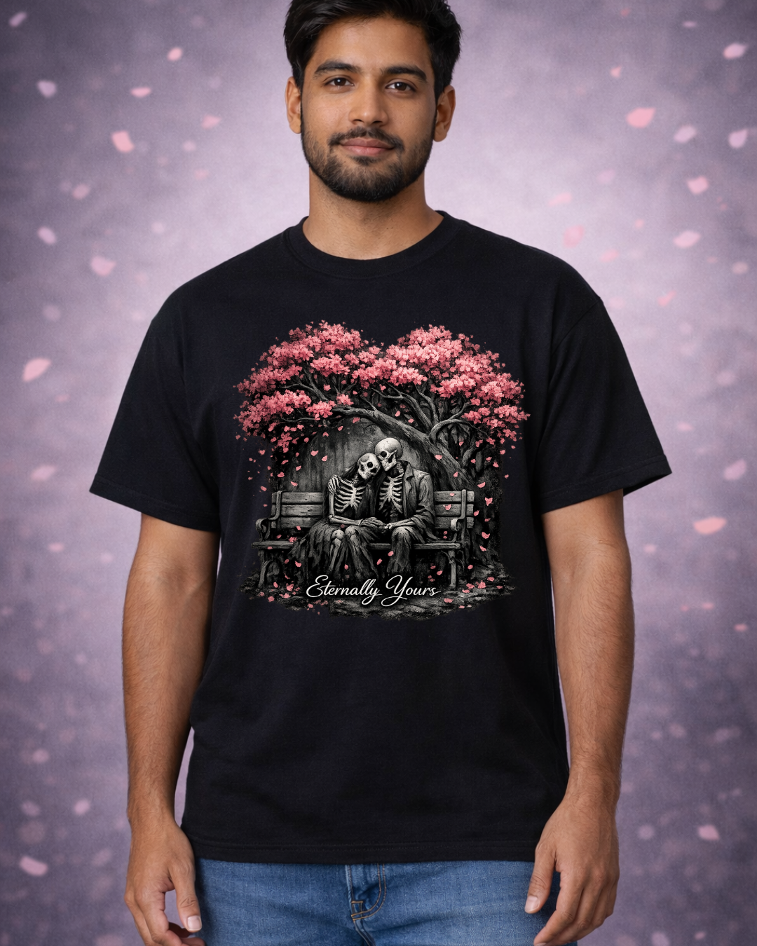 Eternally Yours Gothic Romance T-Shirt | Dark Love Skeleton Design | Unisex Softstyle Tee