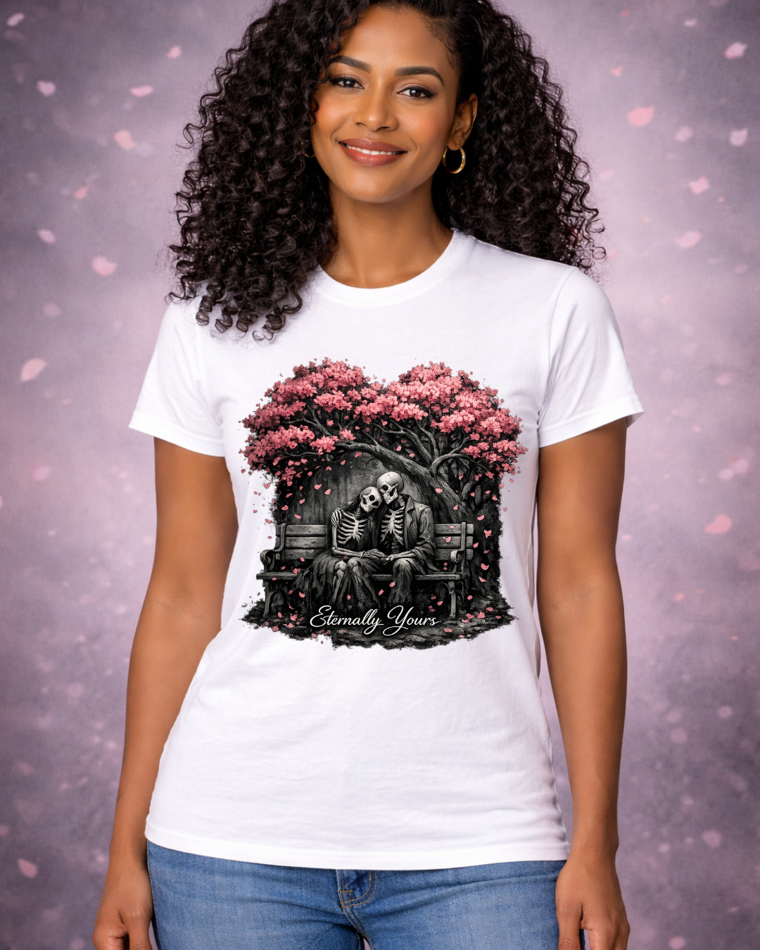 Eternally Yours Gothic Romance T-Shirt | Dark Love Skeleton Design | Unisex Softstyle Tee