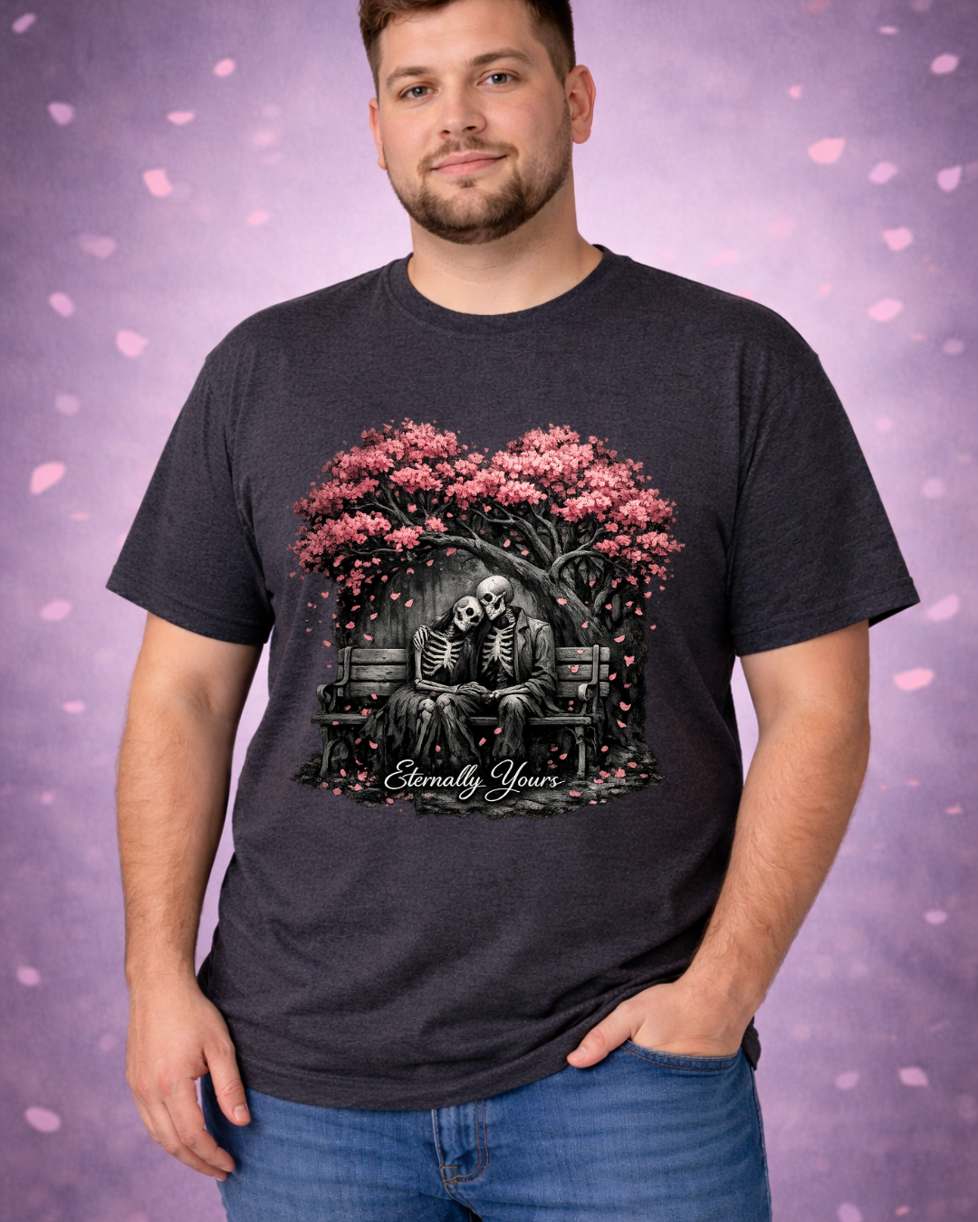 Eternally Yours Gothic Romance T-Shirt | Dark Love Skeleton Design | Unisex Softstyle Tee