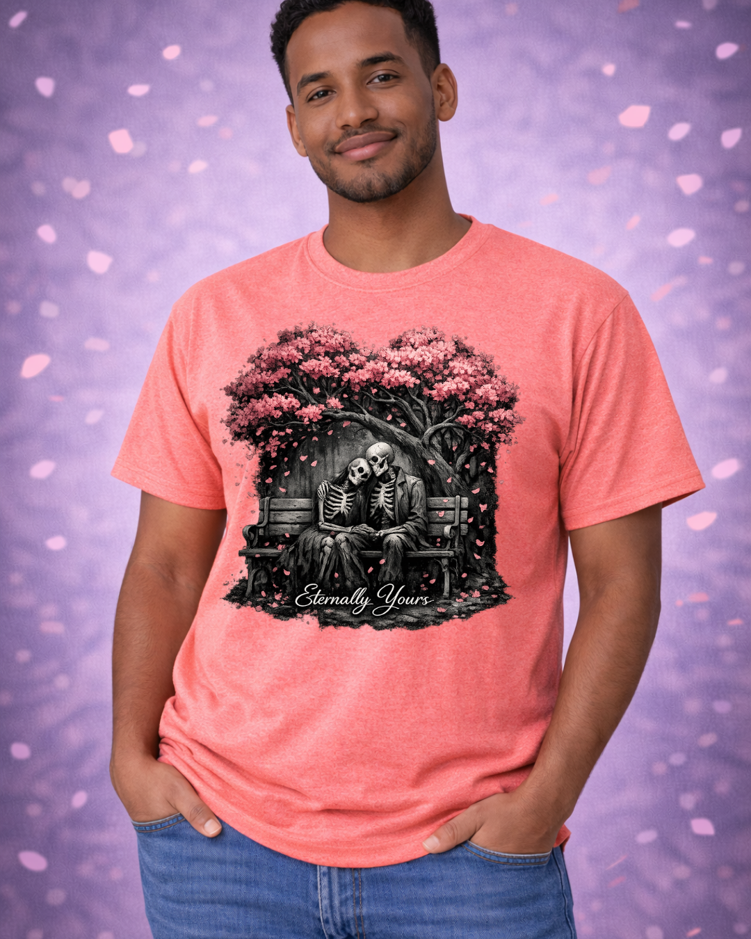 Eternally Yours Gothic Romance T-Shirt | Dark Love Skeleton Design | Unisex Softstyle Tee