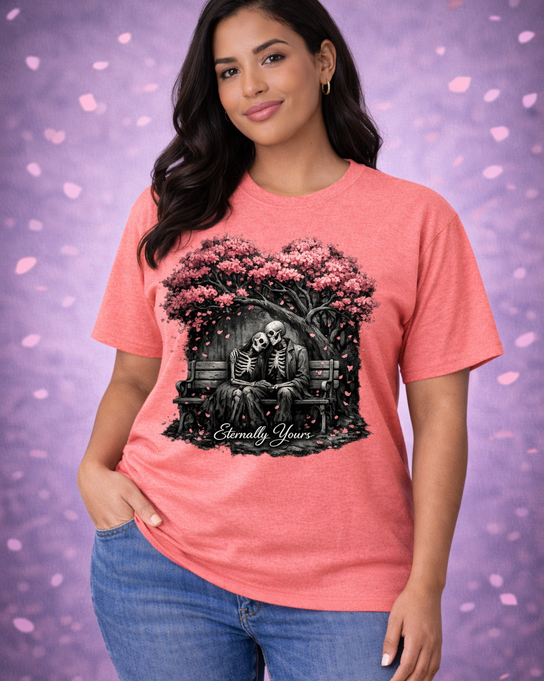 Eternally Yours Gothic Romance T-Shirt | Dark Love Skeleton Design | Unisex Softstyle Tee