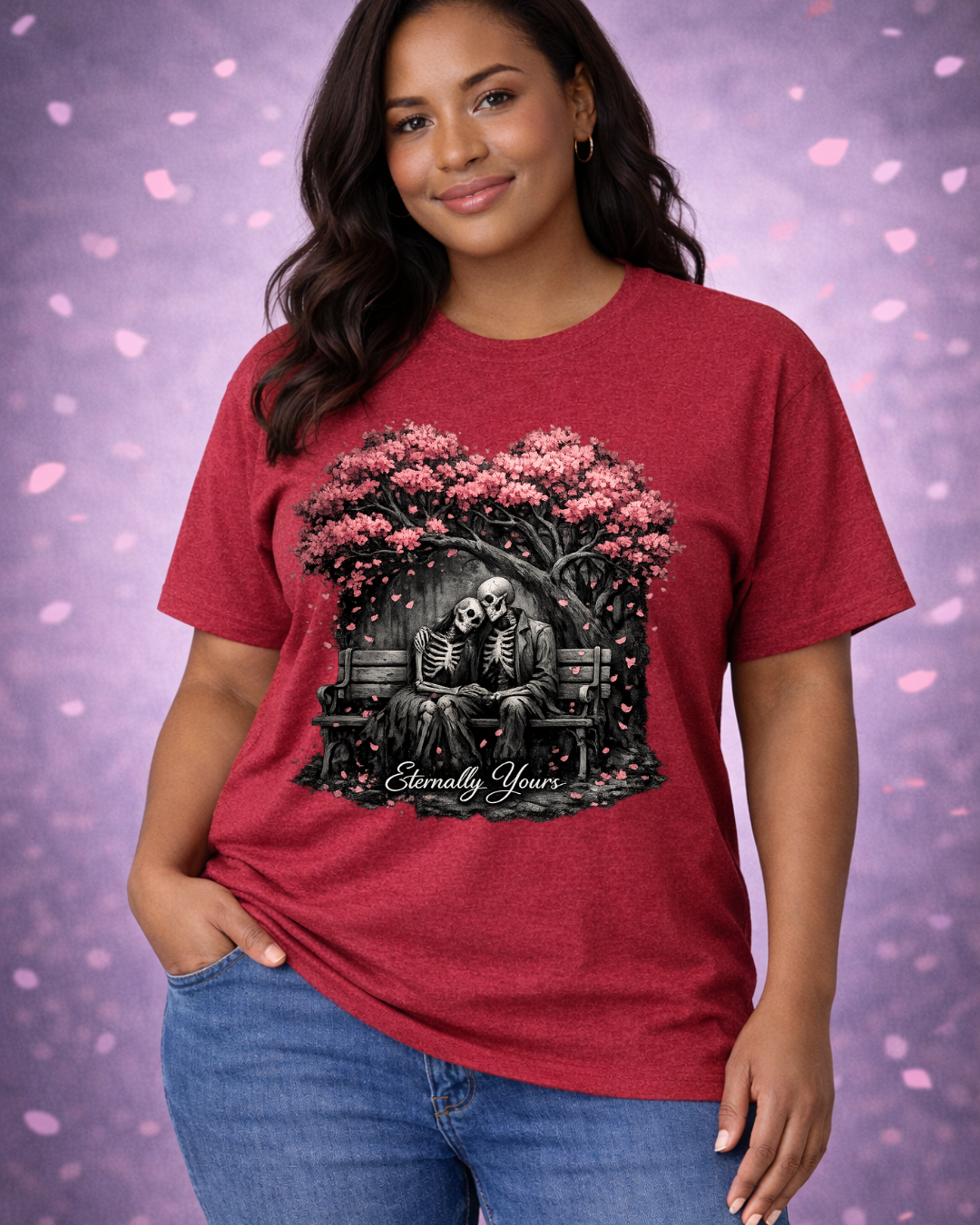 Eternally Yours Gothic Romance T-Shirt | Dark Love Skeleton Design | Unisex Softstyle Tee