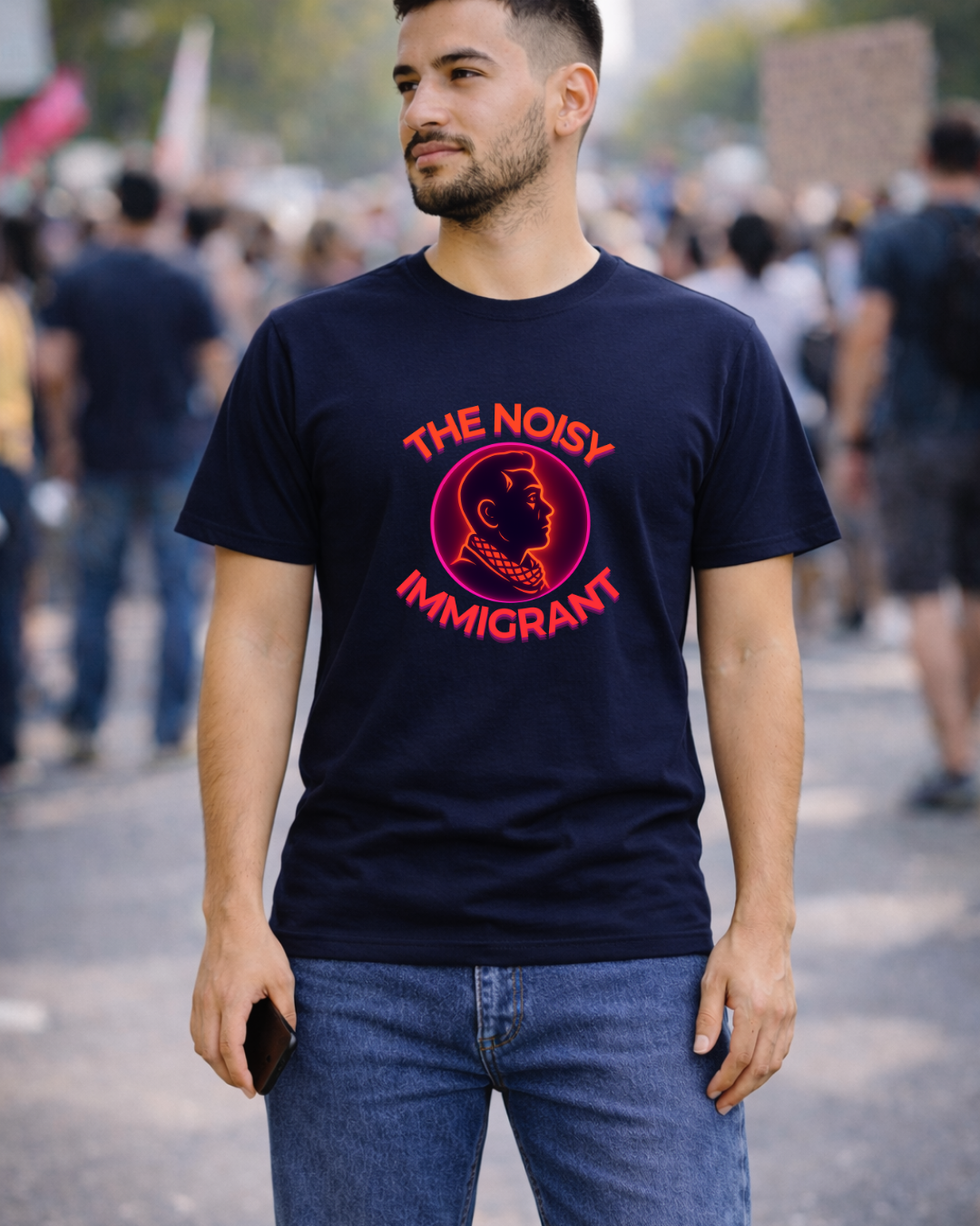 The Noisy Immigrant Logo T-Shirt – Bold Statement Graphic Tee (Gildan 64000)