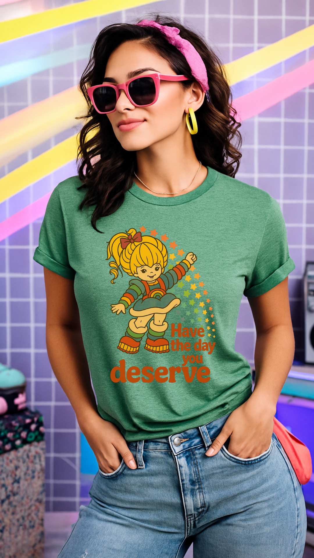 Have the Day You Deserve T-Shirt | Retro Positivity Graphic Tee | Unisex Softstyle Shirt
