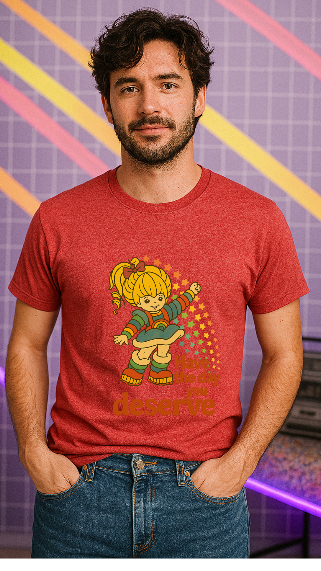 Have the Day You Deserve T-Shirt | Retro Positivity Graphic Tee | Unisex Softstyle Shirt