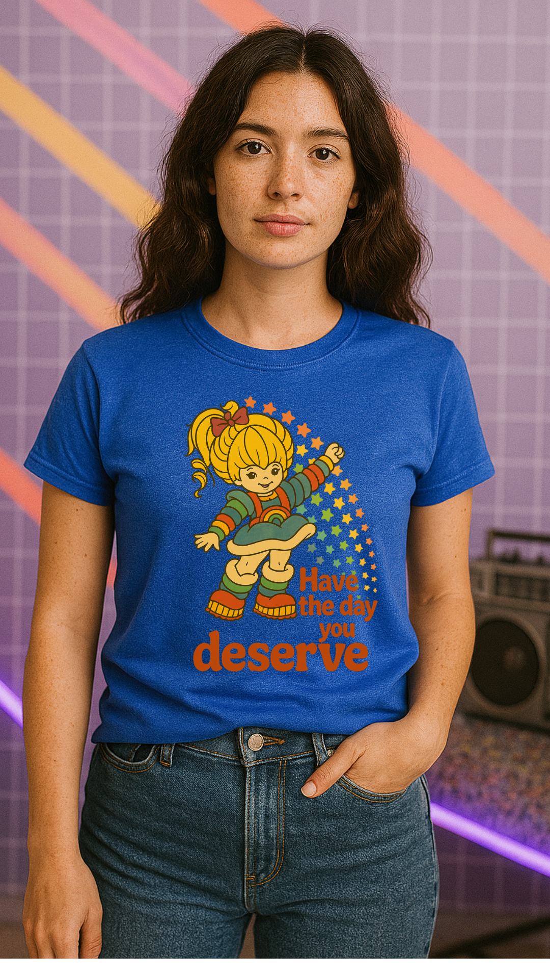 Have the Day You Deserve T-Shirt | Retro Positivity Graphic Tee | Unisex Softstyle Shirt