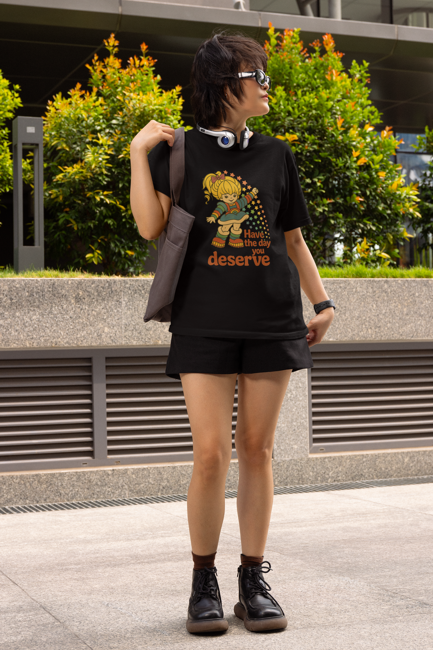 Have the Day You Deserve T-Shirt | Retro Positivity Graphic Tee | Unisex Softstyle Shirt