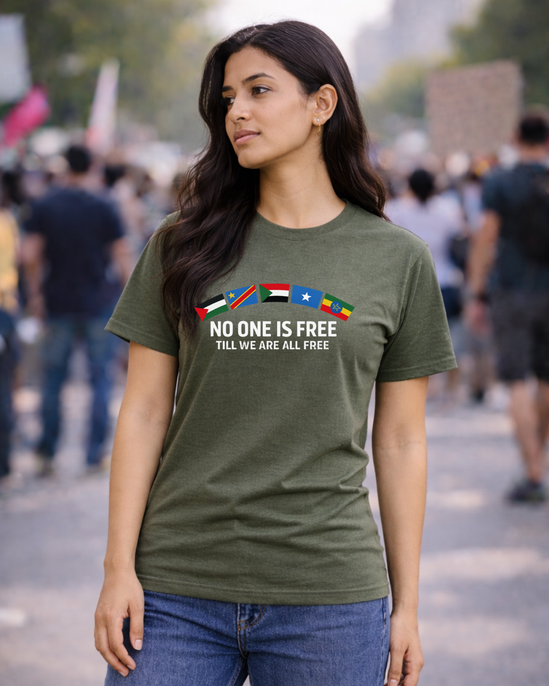 No One Is Free Till We Are All Free T-Shirt | Solidarity Statement Tee | The Noisy Immigrant x VibePop