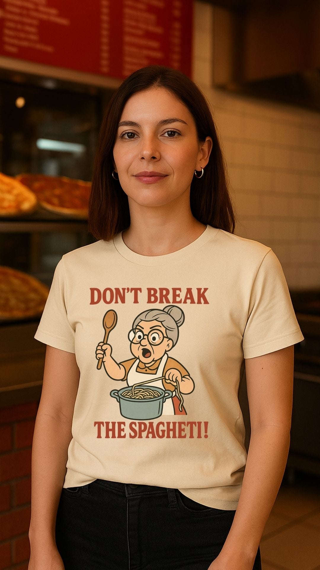 Don’t Break the Spaghetti T-Shirt | Funny Italian Grandma Tee | Retro Kitchen Humor Shirt | Unisex Softstyle