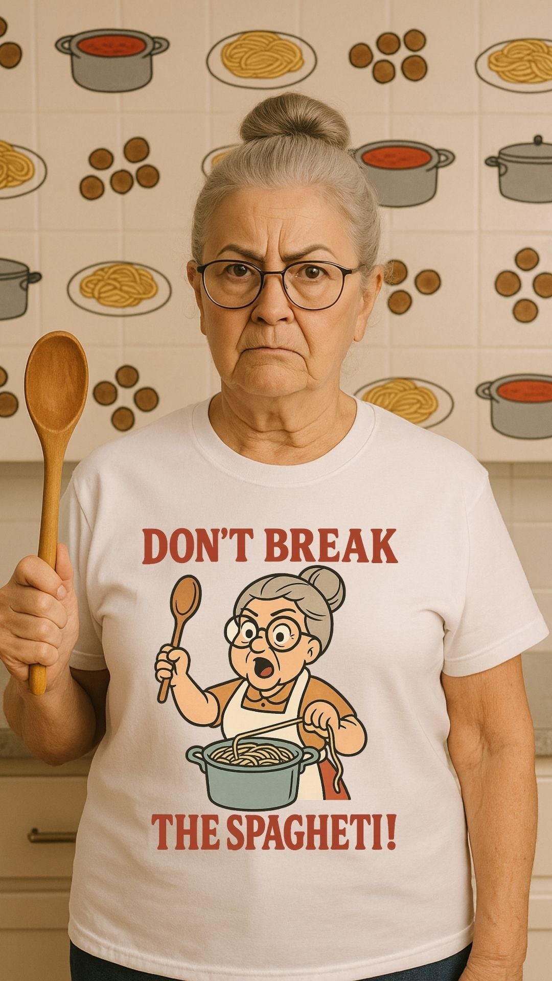 Don’t Break the Spaghetti T-Shirt | Funny Italian Grandma Tee | Retro Kitchen Humor Shirt | Unisex Softstyle