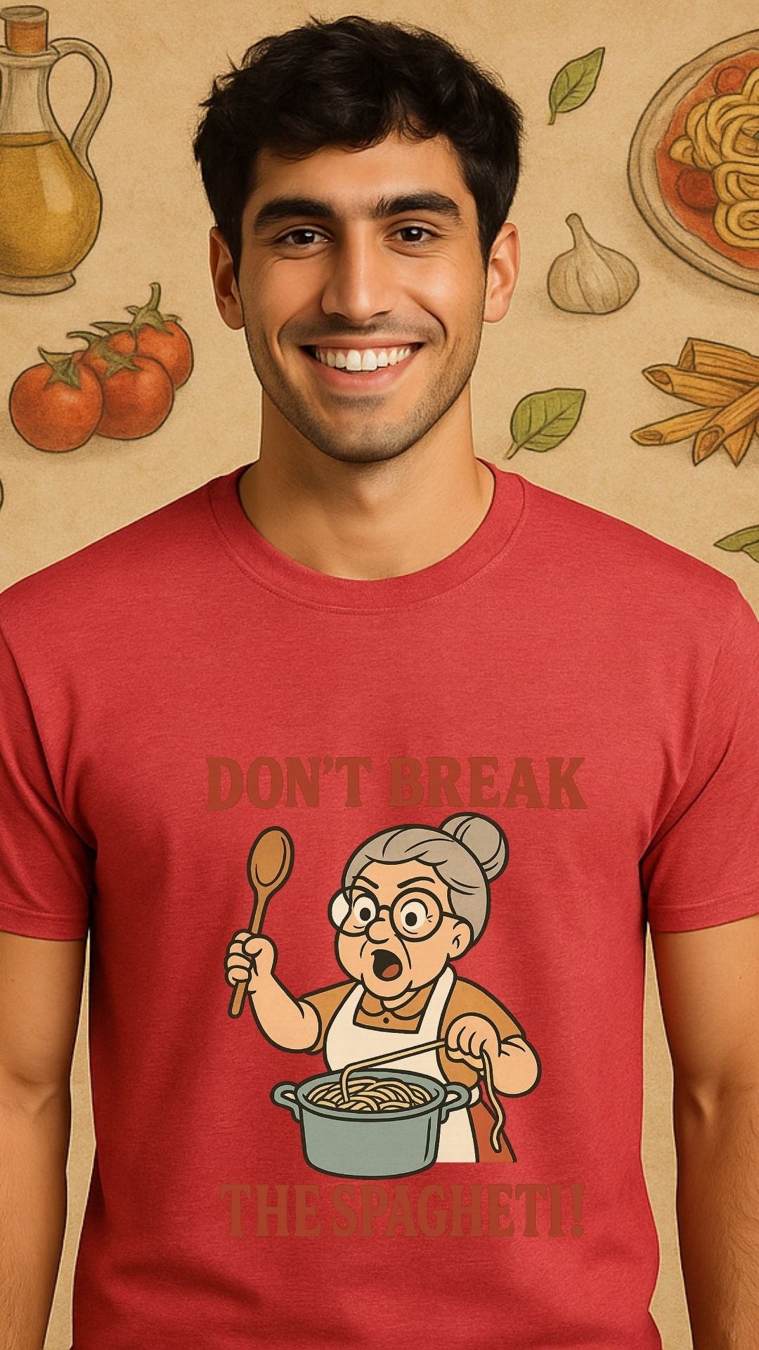 Don’t Break the Spaghetti T-Shirt | Funny Italian Grandma Tee | Retro Kitchen Humor Shirt | Unisex Softstyle