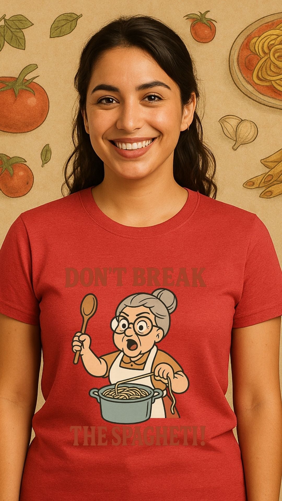 Don’t Break the Spaghetti T-Shirt | Funny Italian Grandma Tee | Retro Kitchen Humor Shirt | Unisex Softstyle