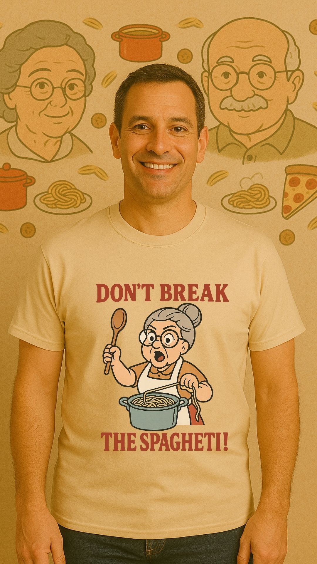 Don’t Break the Spaghetti T-Shirt | Funny Italian Grandma Tee | Retro Kitchen Humor Shirt | Unisex Softstyle