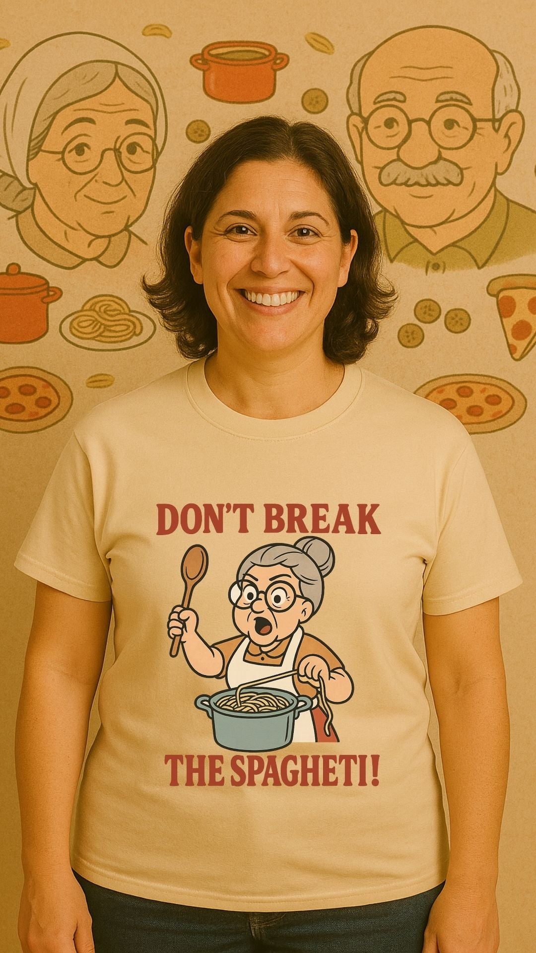 Don’t Break the Spaghetti T-Shirt | Funny Italian Grandma Tee | Retro Kitchen Humor Shirt | Unisex Softstyle