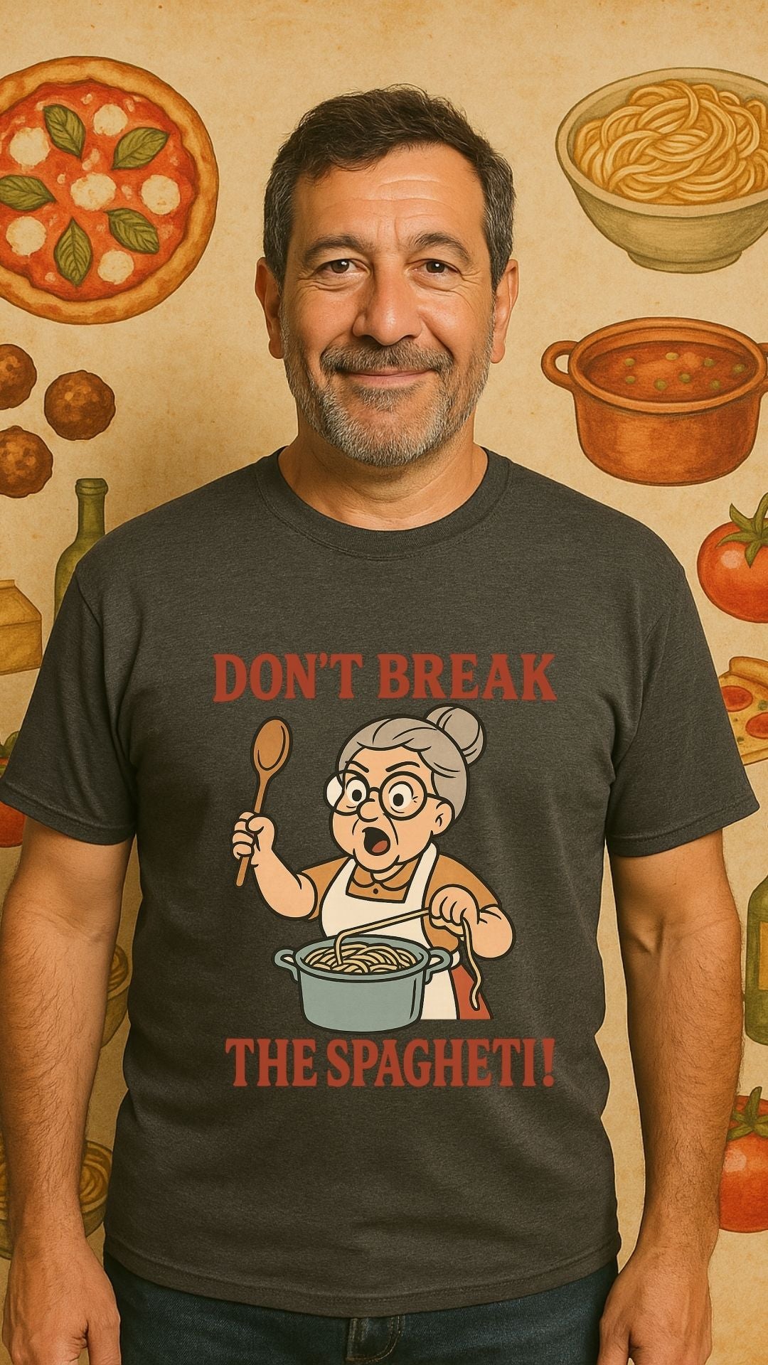 Don’t Break the Spaghetti T-Shirt | Funny Italian Grandma Tee | Retro Kitchen Humor Shirt | Unisex Softstyle