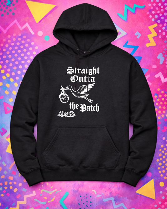 Straight Outta the Patch Hoodie (Gildan 18500) – Stork Baby Graphic Pullover Sweatshirt