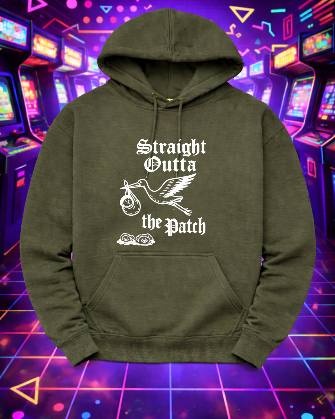 Straight Outta the Patch Hoodie (Gildan 18500) – Stork Baby Graphic Pullover Sweatshirt