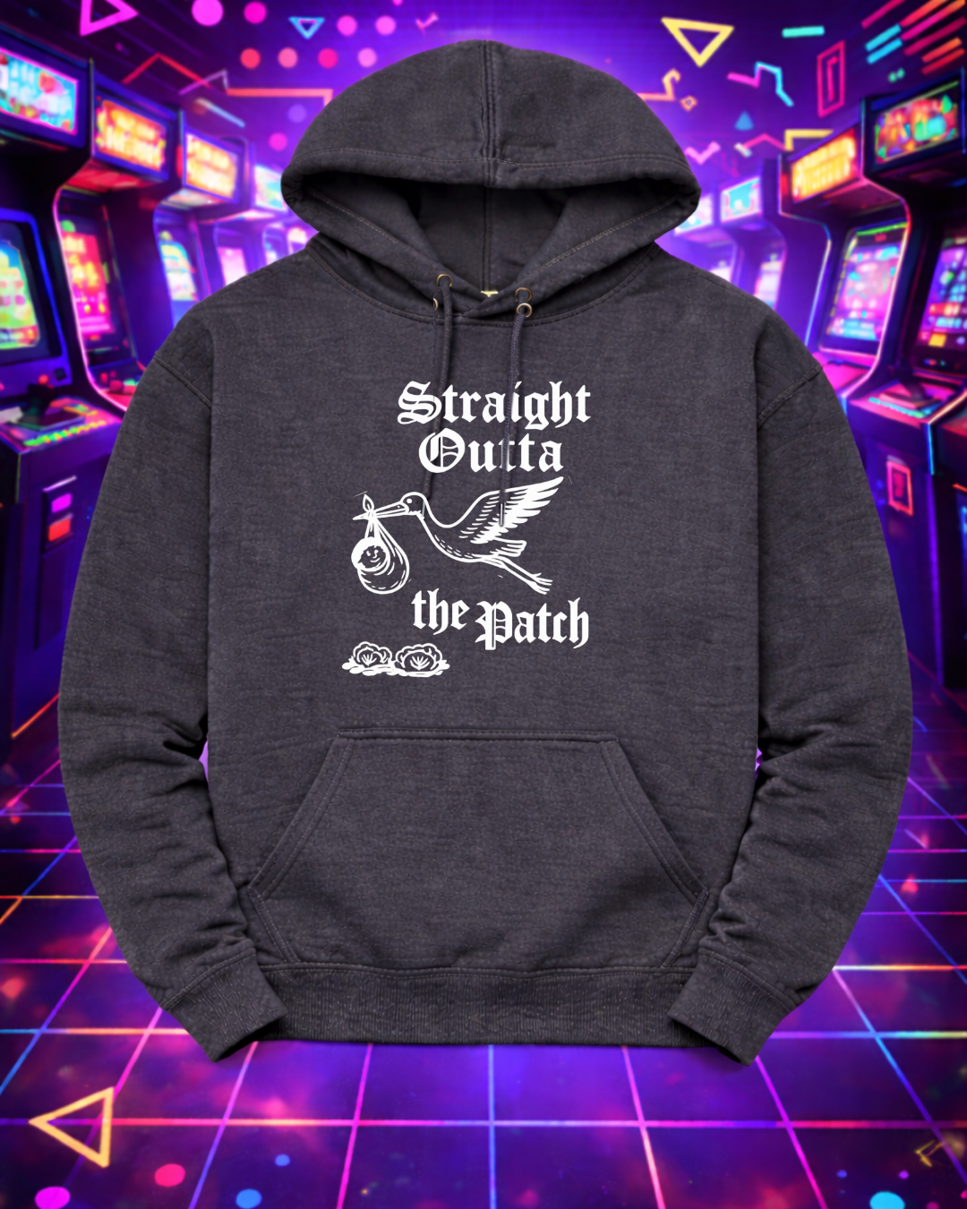 Straight Outta the Patch Hoodie (Gildan 18500) – Stork Baby Graphic Pullover Sweatshirt