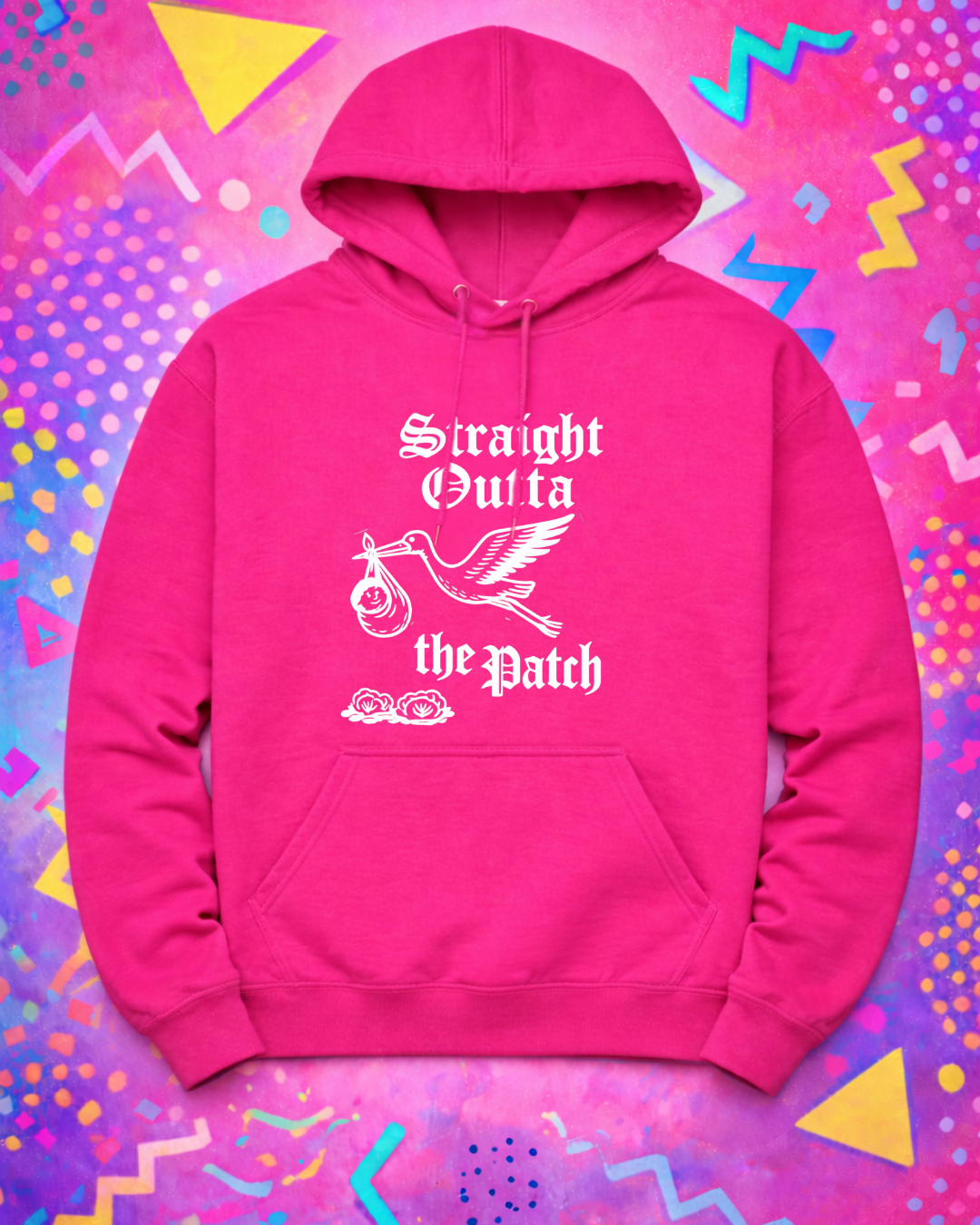 Straight Outta the Patch Hoodie (Gildan 18500) – Stork Baby Graphic Pullover Sweatshirt