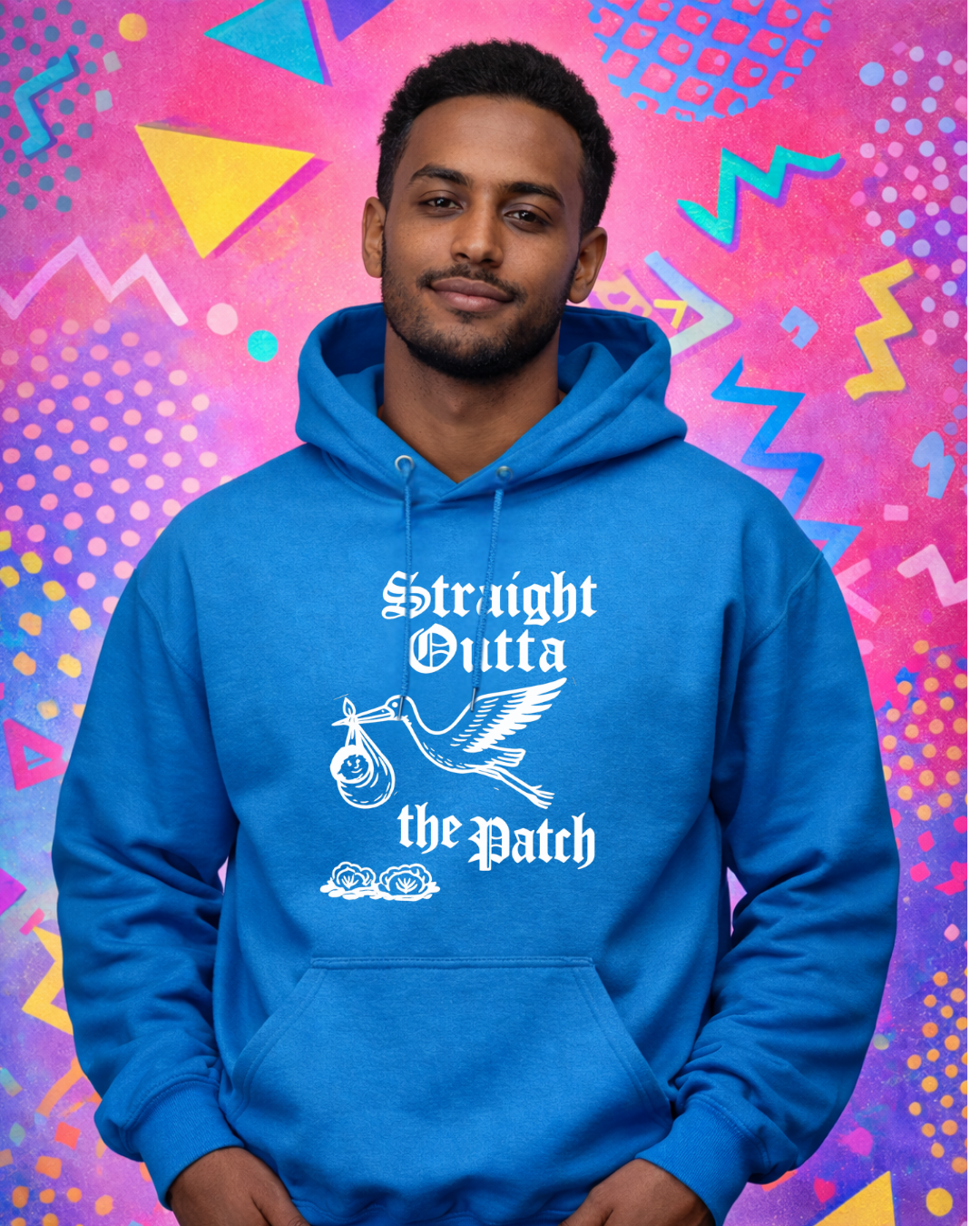 Straight Outta the Patch Hoodie (Gildan 18500) – Stork Baby Graphic Pullover Sweatshirt