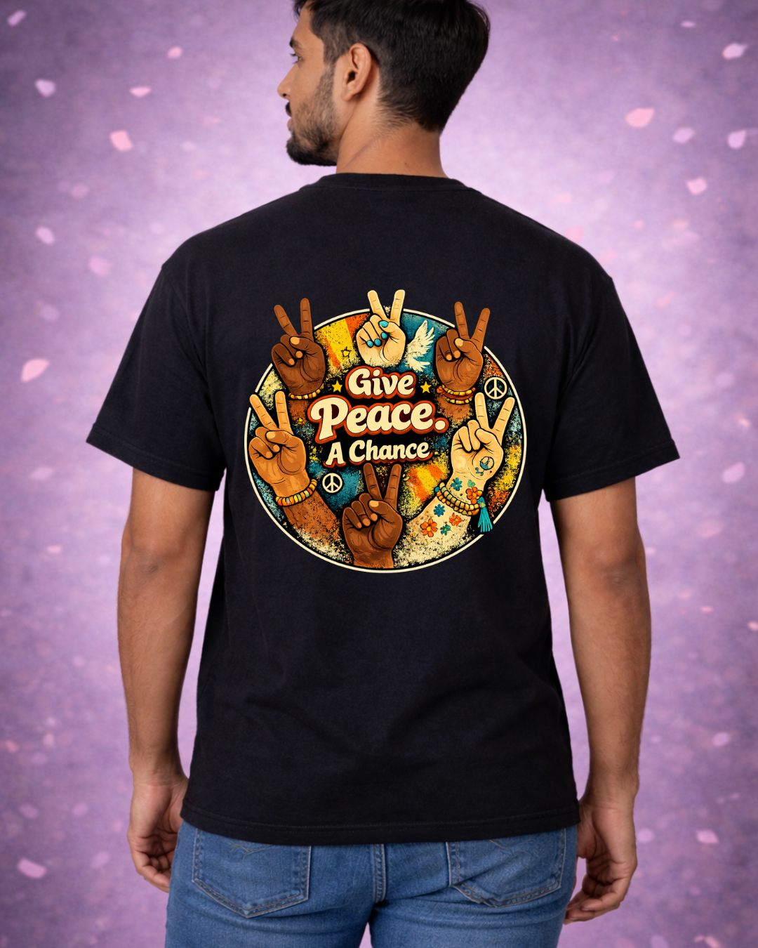 Give Peace A Chance Shirt | All We Are Saying Is… Retro Peace Sign Hands Tee (Unisex)