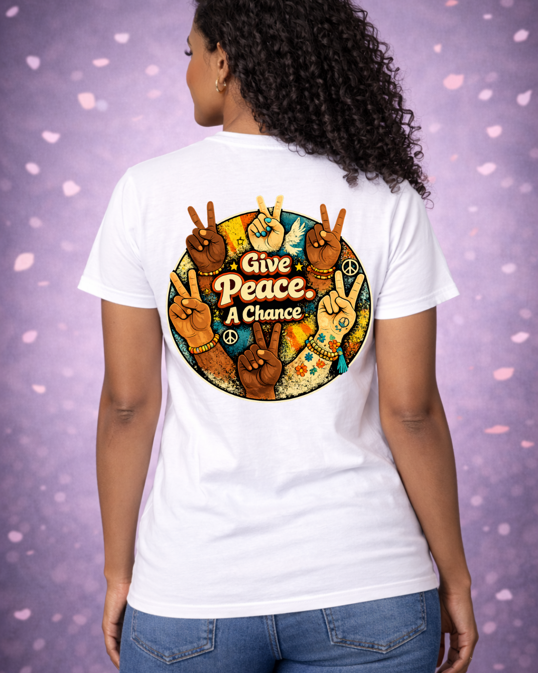 Give Peace A Chance Shirt | All We Are Saying Is… Retro Peace Sign Hands Tee (Unisex)