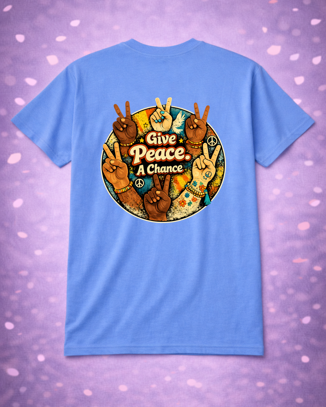 Give Peace A Chance Shirt | All We Are Saying Is… Retro Peace Sign Hands Tee (Unisex)