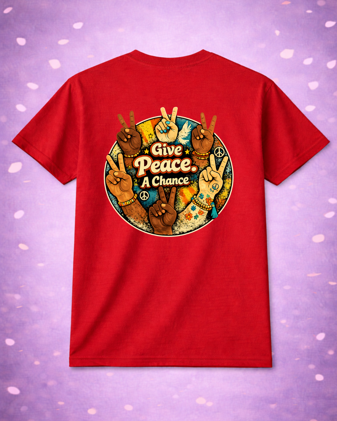 Give Peace A Chance Shirt | All We Are Saying Is… Retro Peace Sign Hands Tee (Unisex)