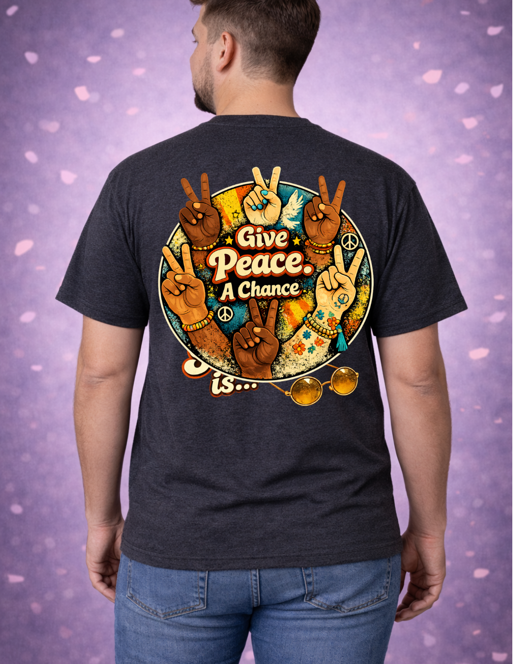 Give Peace A Chance Shirt | All We Are Saying Is… Retro Peace Sign Hands Tee (Unisex)