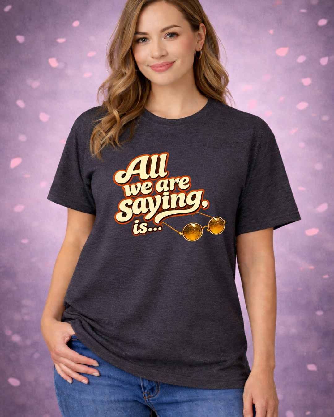 Give Peace A Chance Shirt | All We Are Saying Is… Retro Peace Sign Hands Tee (Unisex)