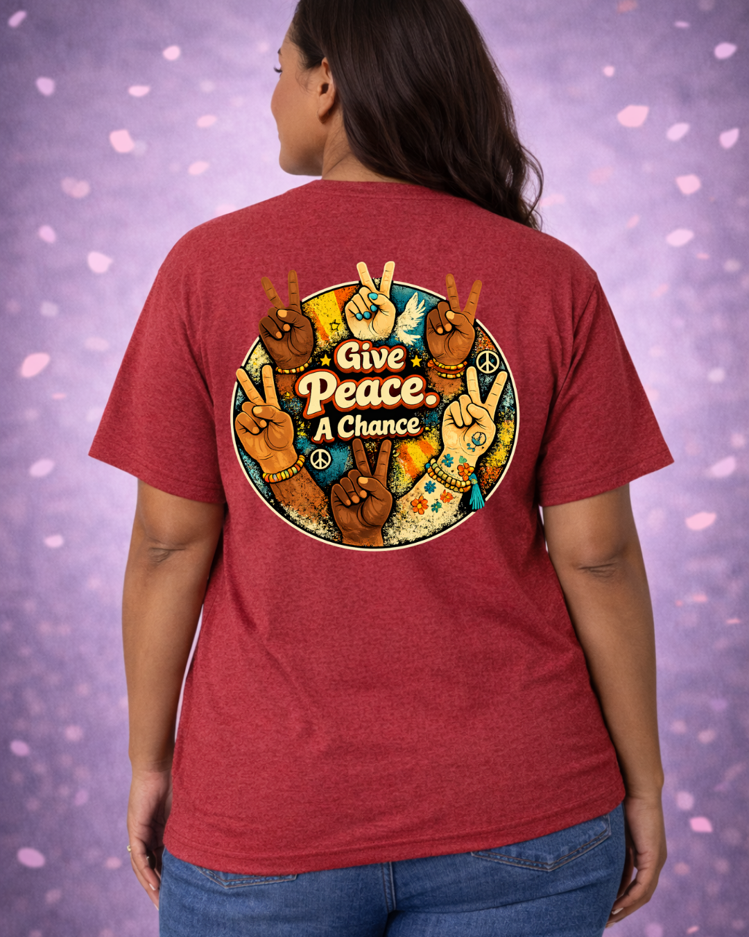 Give Peace A Chance Shirt | All We Are Saying Is… Retro Peace Sign Hands Tee (Unisex)