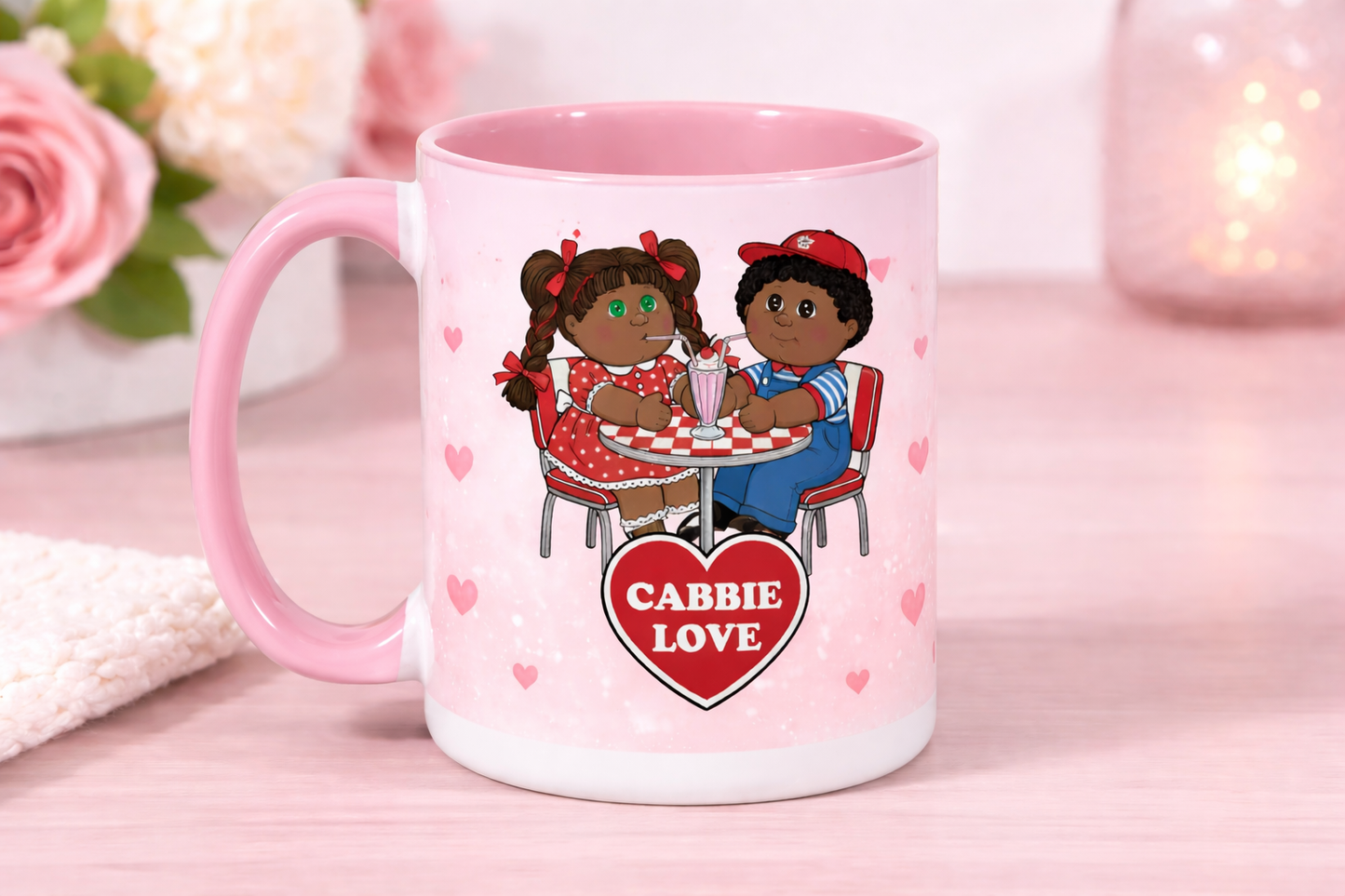 Cabbie Love Valentine Mug – 15 oz Retro Cabbies Couple Coffee Mug – Cute Nostalgia Gift