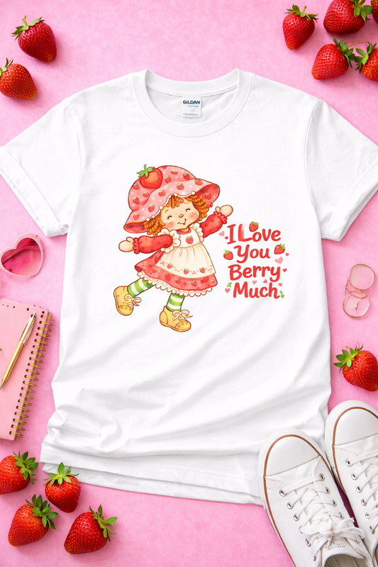 I Love You Berry Much Shirt – Cute Strawberry Valentine Graphic Tee | Gildan 64000