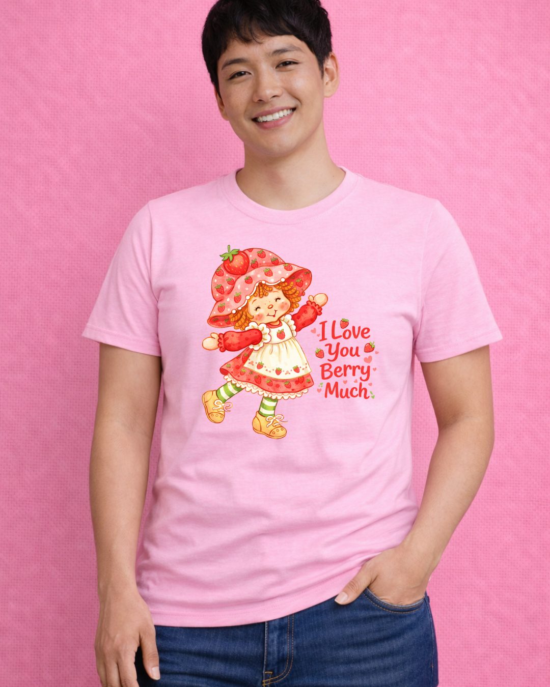 I Love You Berry Much Shirt – Cute Strawberry Valentine Graphic Tee | Gildan 64000