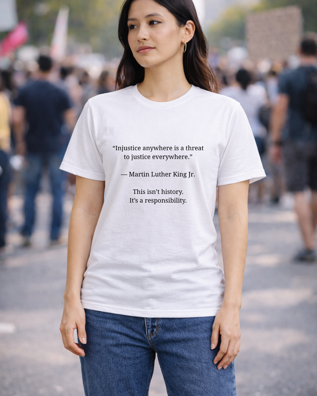 MLK Justice Quote T-Shirt – Injustice Anywhere Is a Threat to Justice Everywhere