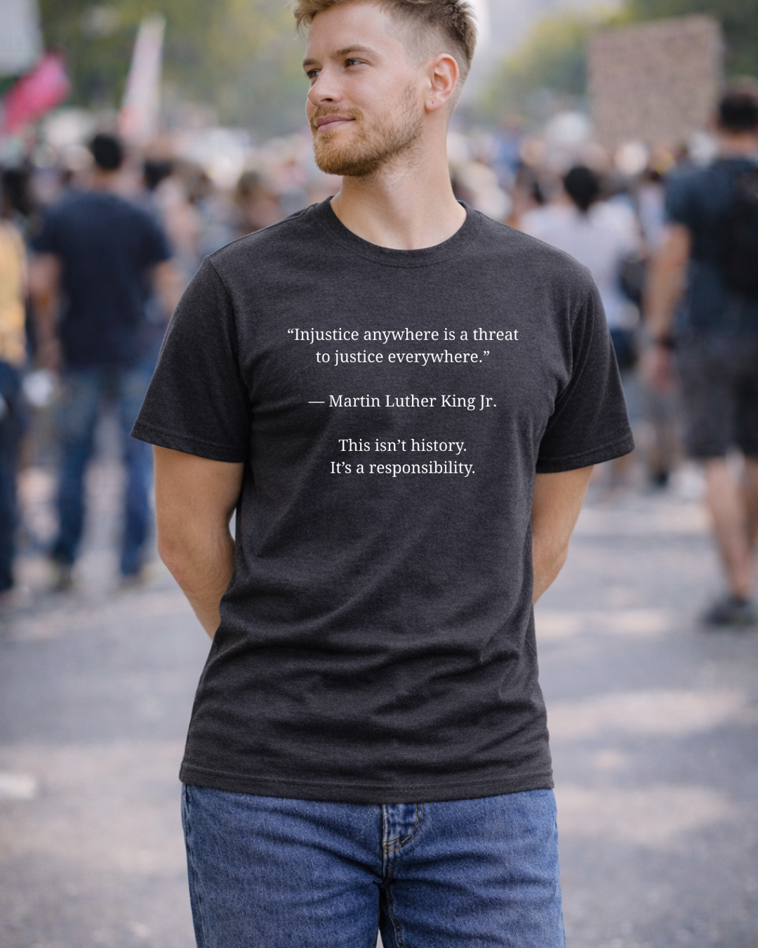 MLK Justice Quote T-Shirt – Injustice Anywhere Is a Threat to Justice Everywhere