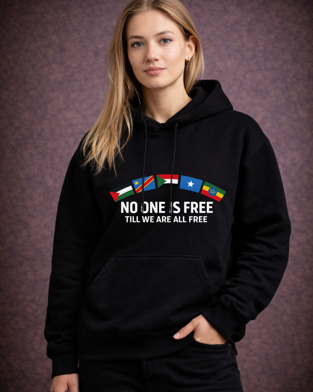None of Us Are Free Hoodie – Noisy Immigrants Collection (Gildan 18500)
