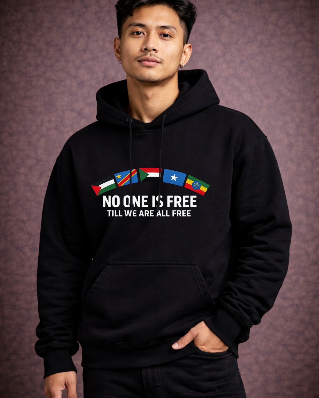 None of Us Are Free Hoodie – Noisy Immigrants Collection (Gildan 18500)
