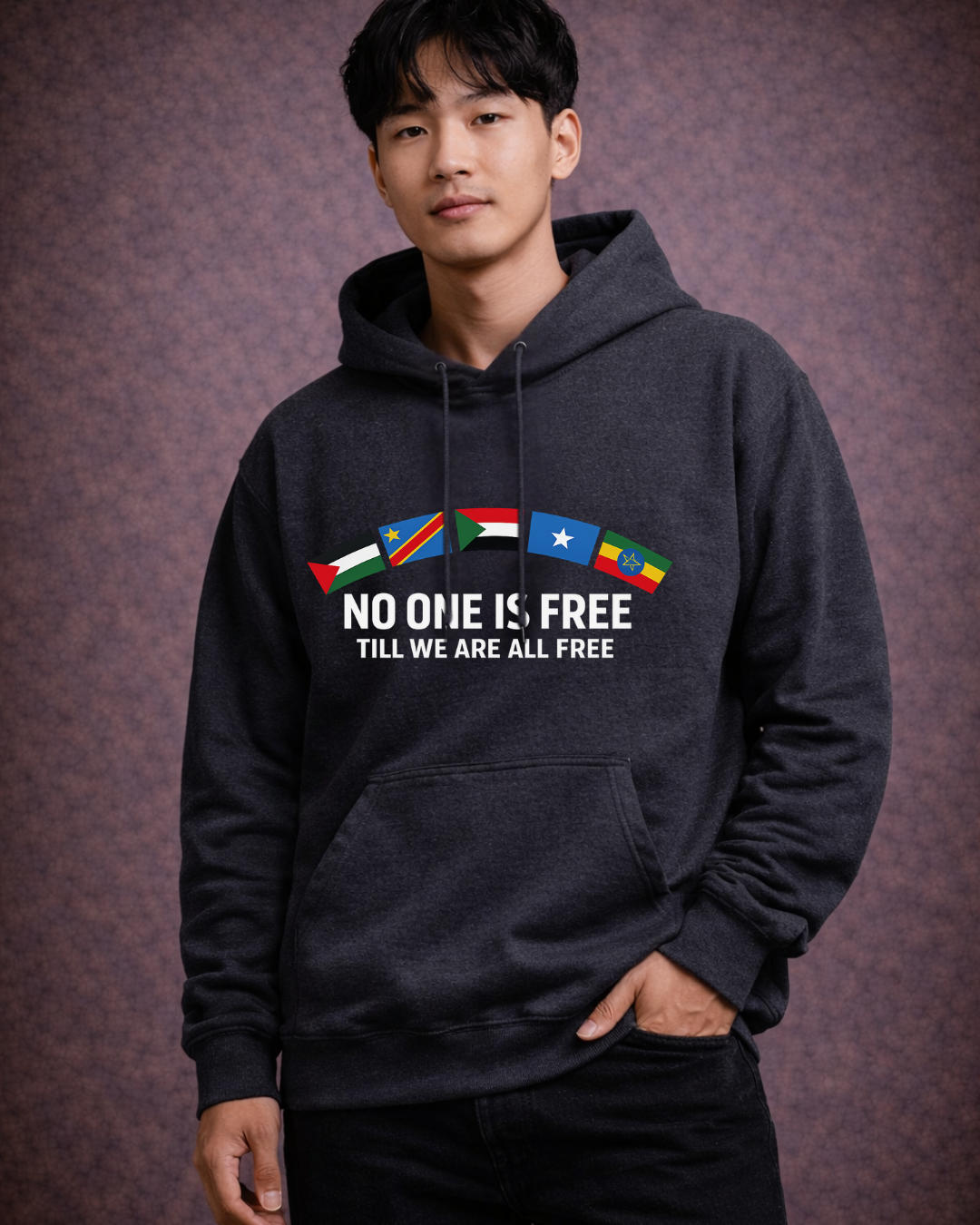 None of Us Are Free Hoodie – Noisy Immigrants Collection (Gildan 18500)