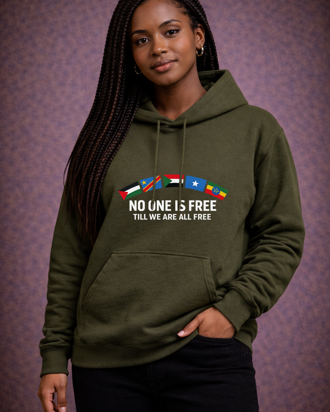 None of Us Are Free Hoodie – Noisy Immigrants Collection (Gildan 18500)